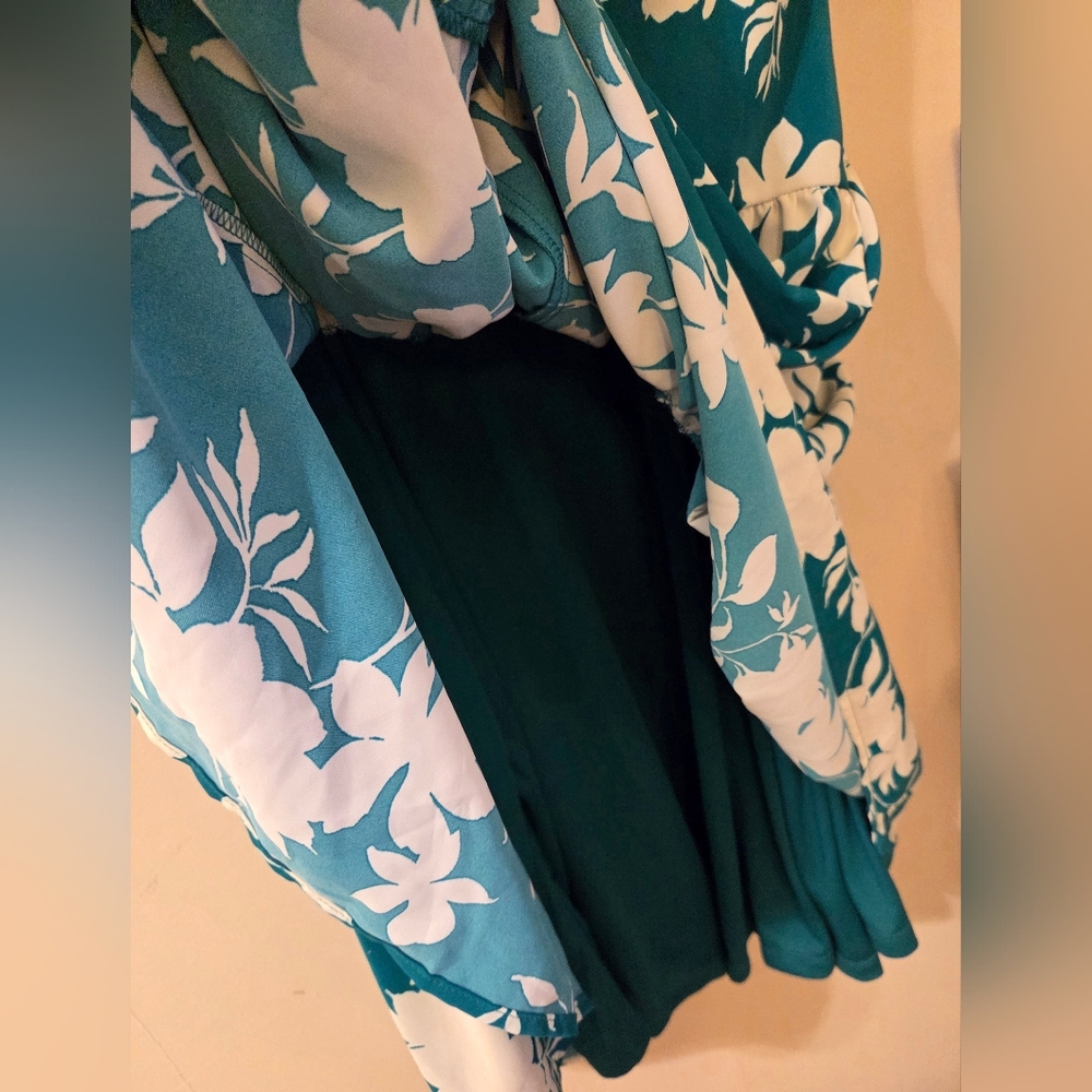 torrid Teal and White Floral Midi Dress - Picture 5 of 7
